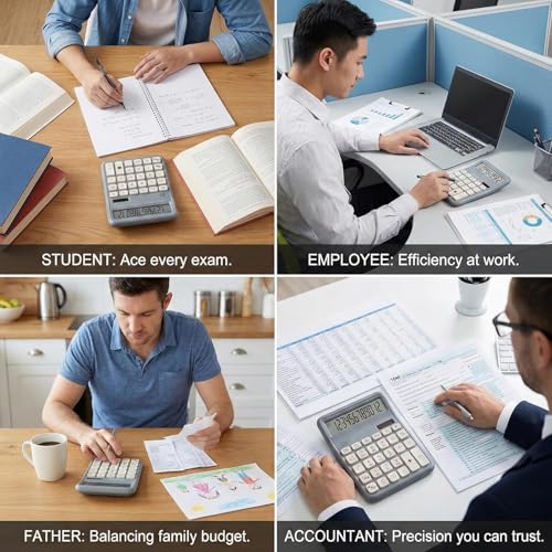 Image of 12 Digit Large Display Desktop Calculator Blue with Big Buttons, Dual Screen, GT & Memory Functions, Auto Power Off | Office, School & Home Use Electronic Calculator