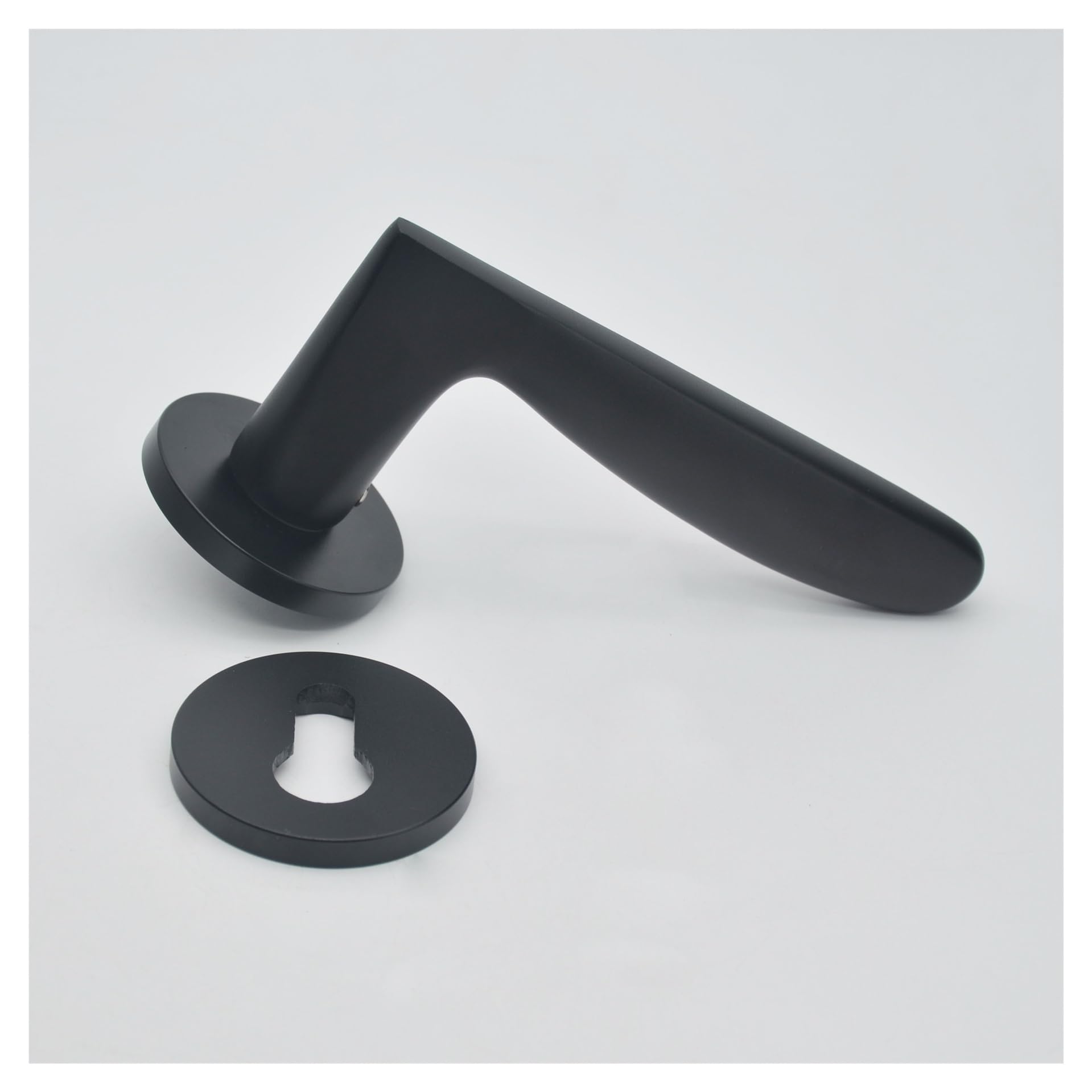 Aluminio Espacial Cerradura con Manija Silencioso | Estilo Nórdico for Dormitorio Puerta de Madera(Model A Black 4558 lock body)