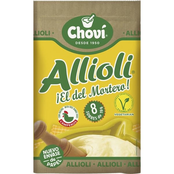 CHOVÍ Alioli monodosis 8 sobres de 18g. Total 144 g · (Pack de 3 x8) Refrigerado