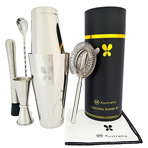 BB Australia - Boston Cocktail Shaker Set Bartender Kit for Your ...