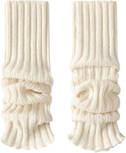 Beinwärmer Damen Winter Weiß – Strick Beinwärmer Lang Warm für Mädchen Frauen – Dehnbare Damenstrümpfe für kalte Tage, vielseitig für Outdoor, Tanz & Alltag, weich & bequem