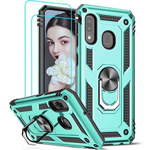 LeYi Compatible for Galaxy A20 Phone Case, Samsung Galaxy A20/ A30 Case (Not Fit A20S) with Tempered Glass Screen Protector, [Military-Grade] Kickstand Cover Case for Samsung A20/ A30, Mint
