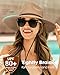 FURTALK Womens Sun Hat Summer Straw Beach Hats UPF 80+ Wide Brim Panama Fedora Hats with Wind Lanyard Coffee Brown
