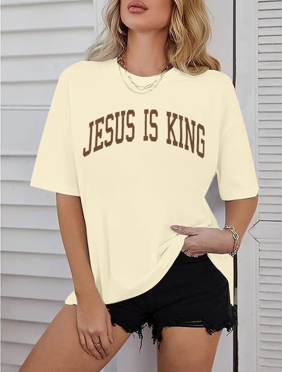 Christian Shirt Women Oversized Jesus Tshirt Jesus Love You Shirts Jesus Faith Tops Bible Verse Inspirational Tee - Image 3