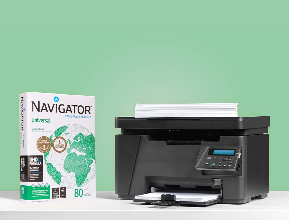 Papel Navigator DIN A4 multifunción 80gr - 5 paquetes (2.500 folios) - compatible con impresoras de inyección de tinta e impresoras Laser.