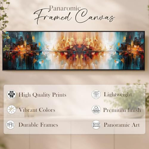 Image of PAINTINGMANTRA Multicolor Combination Abstract Wall Art Paintings, Modern Abstract Art Wall Painting for Living Room, Home and Office Wall Decoration (13x47 Inch)