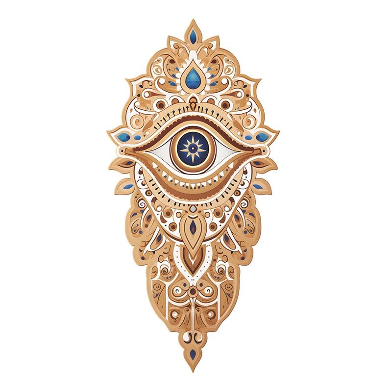 COVPAW Wandtattoo Wandaufkleber Mandala Auge Gold Gelb Wohnzimmer Schlafzimmer Wandsticker Wandbild Boho Style Flur Yoga Wanddeko (Mandala Auge)