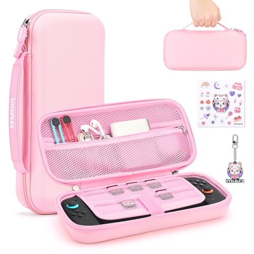 Image of innoAura Switch 2 Carrying Case for NS Switch 2 (2025), with 9 Game Card Slots, Protective Travel Storage Case, Cute Pendant and Sticker, Pink