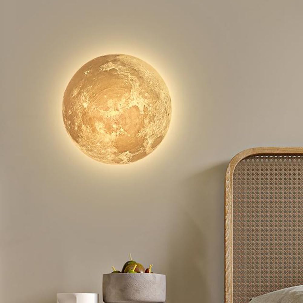 LED Luna Lámpara de Pared Aplique de Interior Luna Redonda Acrílico Globo Luz de Techo 3D Impreso Luna Lámpara de Techo Deco Planeta Luz de Pared para Dormitorio Restaurante 25/30 (cm),30CM