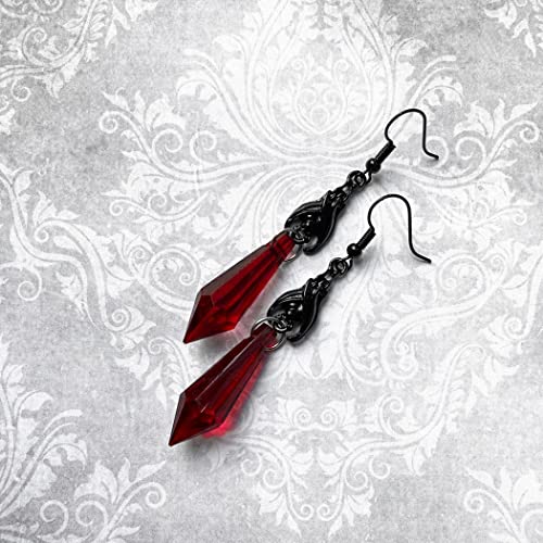 Gothic Dark Bat Dangle Earrings Red Black Crystal Gems Bat Earrings Punk Rock Style Bats Animal Earrings Halloween Costumes Earrings Jewelry for Women4