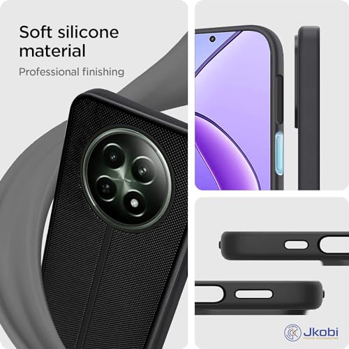 Image of Jkobi Back Cover Case for Realme C65 5G (Textured Grip Design | Micro-Fiber Cloth Inside | Slim and Light Weight | Soft Touch and Feel | Black)