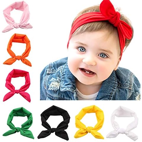 Z-Chen 8pcs Set Baby Girls Newborn Bowknot Turban Headband Hairband Cover