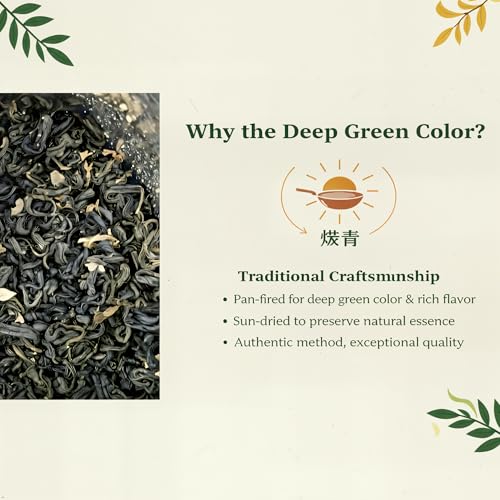 Image of ZenVerdant Jasmine Green Tea, 12 Oz, 100+ Cups - Real Jasmine Flowers | Not Artificial Flavoring Naturally Low in Caffeine Floral & Fragrant Perfect for Relaxation & Evening Tea