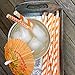Paper Straws - Orange White - Stripe Chevron - 100 Pack