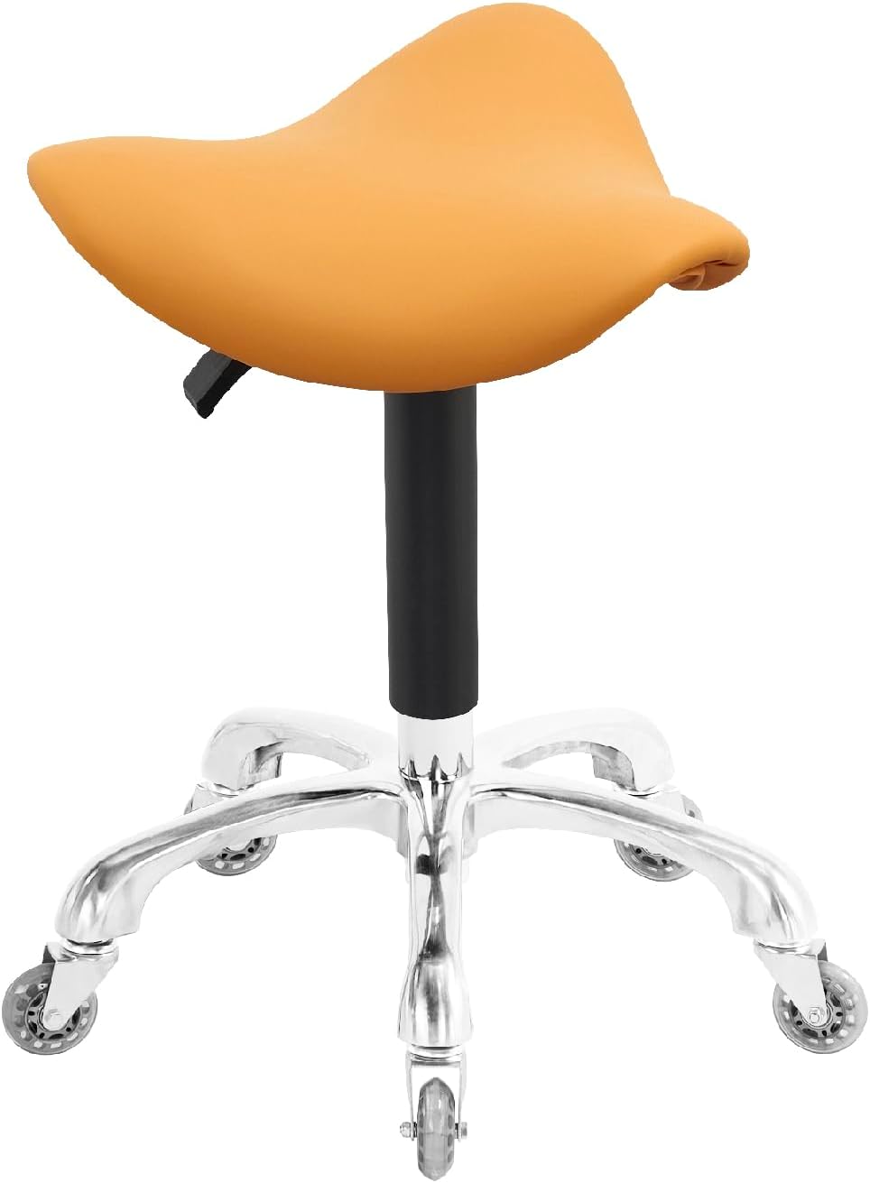 Saddle Stool Rolling Chair Hydraulic Adjustable with Wheels for Office Home Salon Spa Studio (Orange)