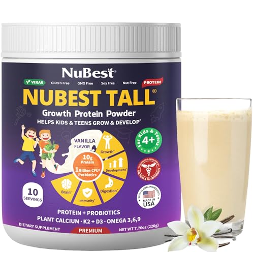 NuBest Tall Vanilla Plant-Based Protein Powder for Kids & Teens - Healthy & Immunity with...