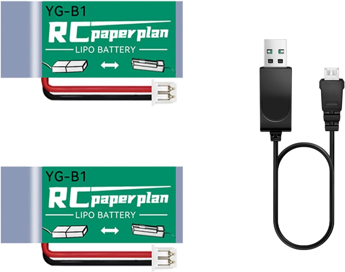 HAWK'S WORK 2 Pcs 3.7V Lipo Battery, 150 mAh Rechargeable Lithium Polymer Battery for RC Plane Helicopter Drone All Models & Toys (PH1.25 Connector)
