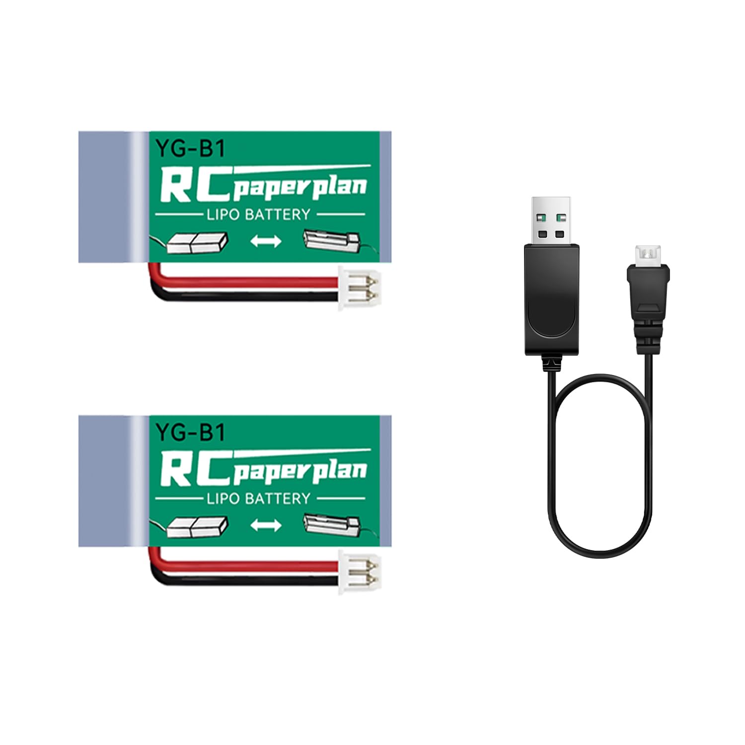 HAWK'S WORK2 Pcs 3.7V Lipo Battery, 150 mAh Rechargeable Lithium Polymer Battery for RC Plane Helicopter Drone All Models & Toys (PH1.25 Connector)