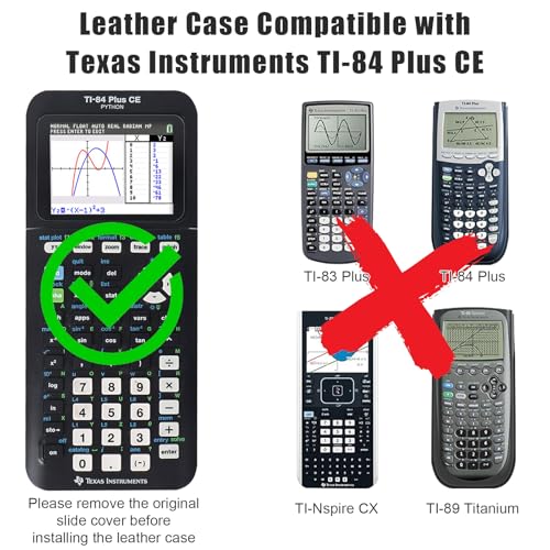 Image of YouKnow PU Leather Protective Case Compatible with Texas Instruments TI-84 Plus CE Color Graphing Calculator with ID Card Slot (Only Case) (Black)