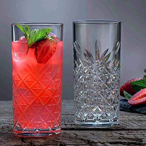 Heyovin Diamond Crystal Touch Designer High Ball Tumbler Long Drink Glass for Drinking Water, Beer, Soda, Fresh Juice,Cocktail Long Drink Glass 300 ML (2)