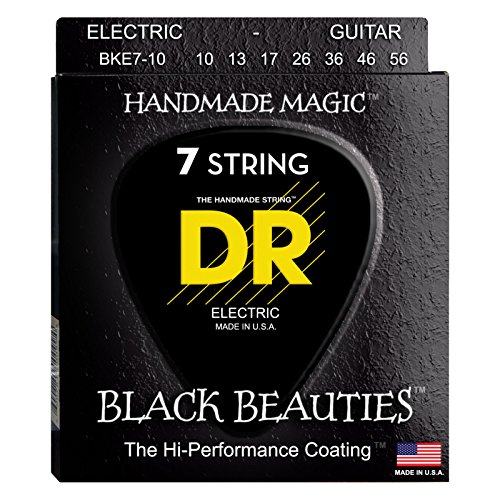 DR Strings BLACK BEAUTIES Black Coated Medium 7-String Electric Guitar Strings (10-56)