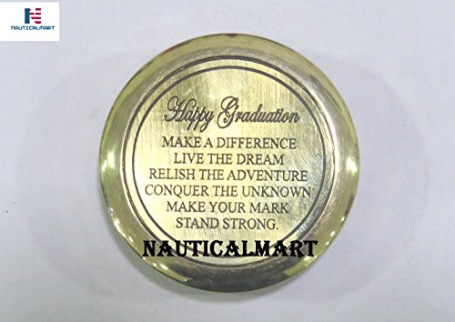 Brújula de latón con frase Happy Graduation para regalo miniatura 3