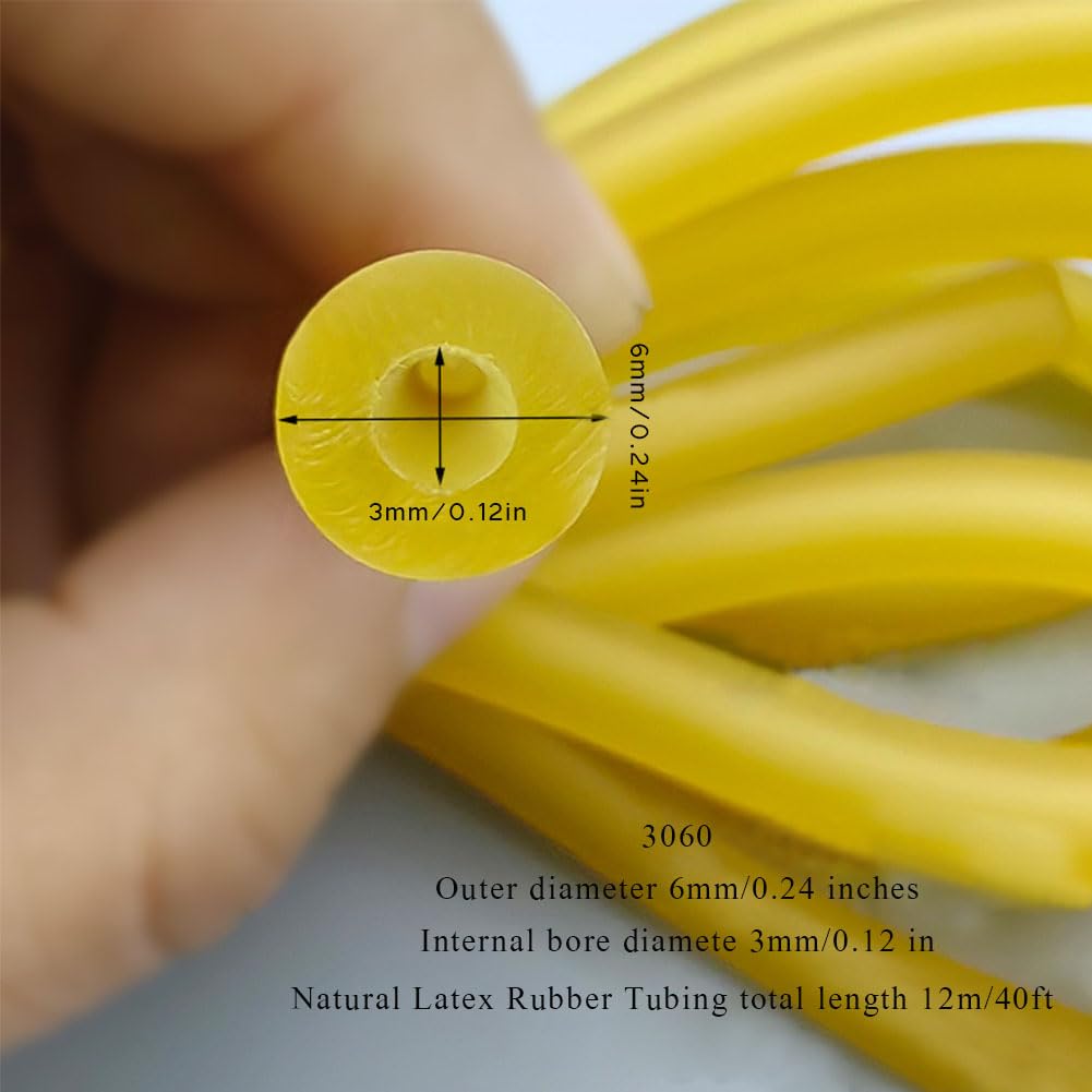 Natural Latex Rubber Tubing 40ft/12m 3060 Rubber Band Slingshot Speargun Catapult