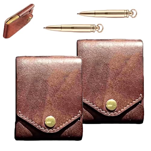 Customary Vintage Leather Wallet, Multifunctional Compact Wallet for Men, For Cash Business Card Holder, Built-In Pen Slot, For Daily Commuting, Business, And Travel (Wallet+pen2pcs)
