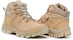 Bota de Trilha Coturno Adventure Arizona Couro Legítimo Blaqueado Palmilha de Gel