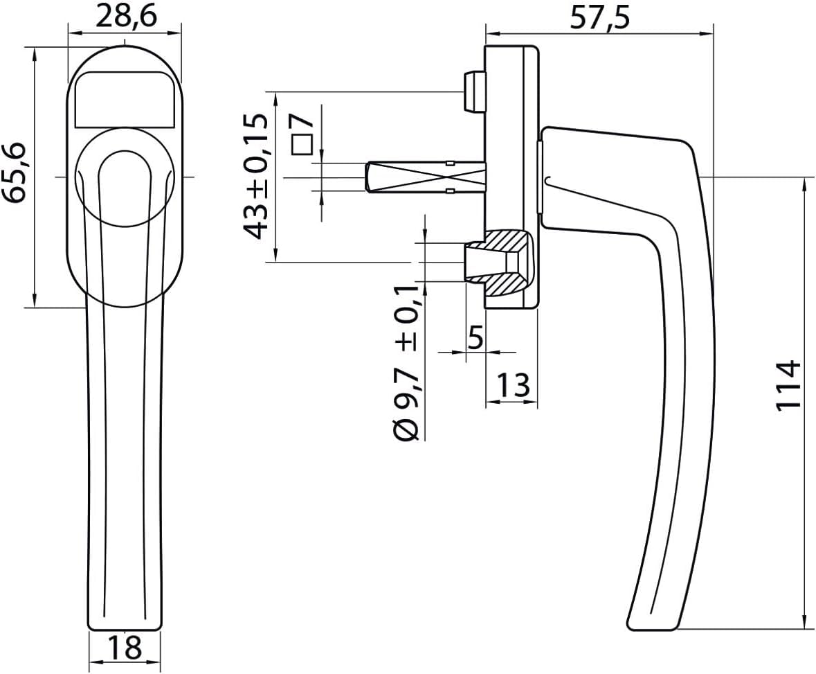Roto Window Handle Line Natural Silver with Screws Square 7 x 35 mm - Image 3