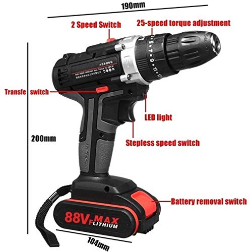 Xegood 88V/80W 2 Gang akkuschrauber akku schlagbohrer 2x2200mAh Drill Power Tool Kit Zufällige Farbe-EU – Bild 5