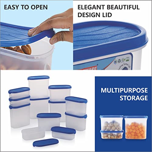 Image of MODWARE Multipurpose Air Tight Plastic Containers Food Grade BPA Free Oval Storage Box for Modular Kitchen, Stackable Containers for Fridge Cereals, Pulses, Snacks, Flour - Set of 12