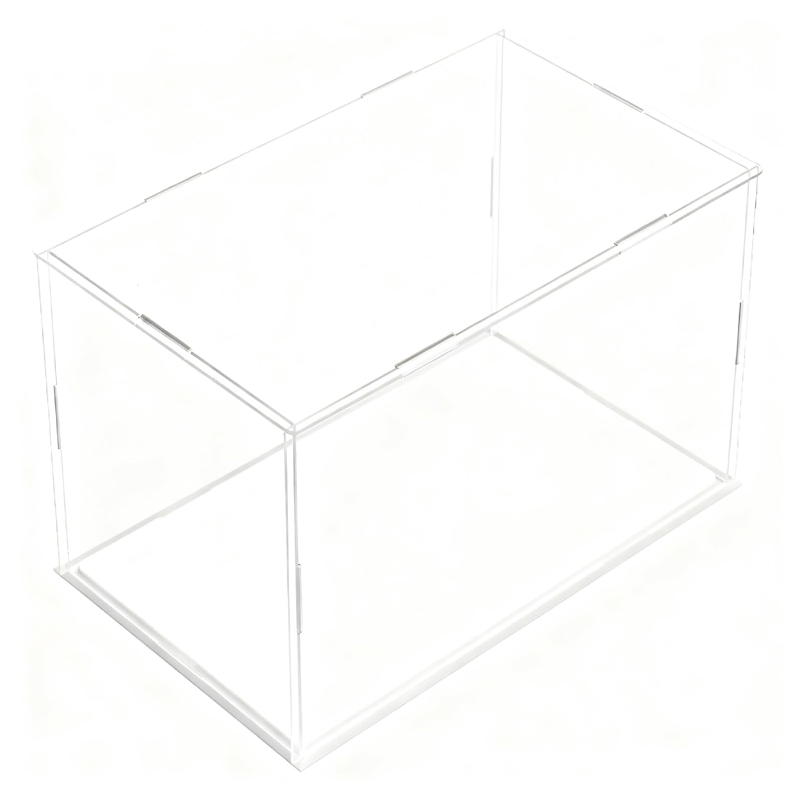 ROFBIHG Teca Plexiglass duży przezroczysty akrylowy stojak ekspozycyjny, plastikowy prostokątny wyświetlacz, wzmocniony samodzielny gablot, do figurek, zabawek, przedmiotów kolekcjonerskich (biały