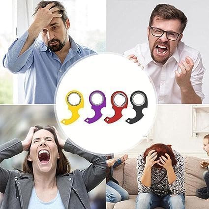 Miniatura 8 de 4 piezas de llavero negro Spinner Fidget Ring Toy Llavero Spinner Fidget Ring Metal Llavero Spinner Fidget Ring Tipo Juguete para Hombre, Mujeres y