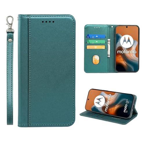 Cover per Motorola Moto G34 5G6.5 Premium PU Flip Wallet Case con per magnetica Custodia del telefono cellulare-Verde