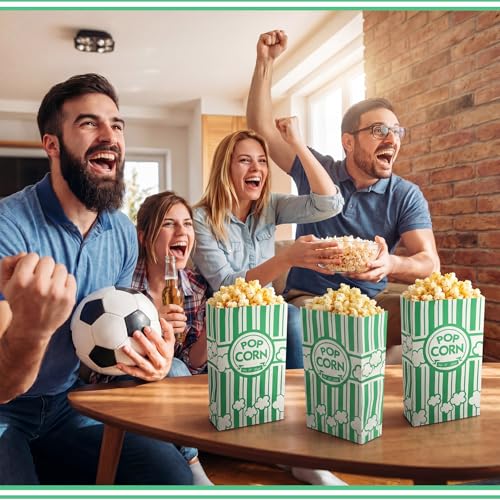 Image of Leinuosen Paper Popcorn Bags Bulk 2 oz Large Flat Bottom Boxes Disposable Container Sleeve Movie Night Popcorn Bucket for Retro Movie Themed Party Carnival Supplies (Green,200 Pcs)