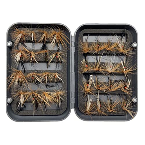 Qievcrme 24/127-Pieces Fly Fishing Files Kit #8-#16 Handmade Dry Wet Nymphs Streamers Fly Fishing Lures For Trout Salmon With Fly Box (24Pcs/Box(Single Style)) #TOP4