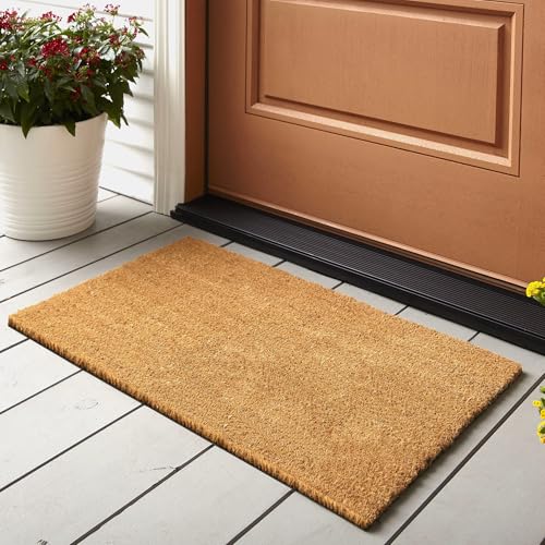 FB FunkyBuys Coir Door Mats Outdoor - Thick Bristles Non-Slip Rubber Backing - Natural Heavy Duty Coconut Mat - Front Door Mat Ideal for Porch Entryways Office & Home