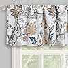 Flowers valances for windows floral small curtain valance for kitchen living room bathroom rod pocket 5218 inches coffee brown  urban country home decor