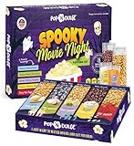 Halloween Gifts Popcorn Spooky Movie Night Gift Basket Gourmet Kernels and Seasoning Variety Pack, 3 Color Kernels and 5 Flavorings, Non-GMO, Kosher, Gluten Free Scary Popcorn Gifts, 10 Pack