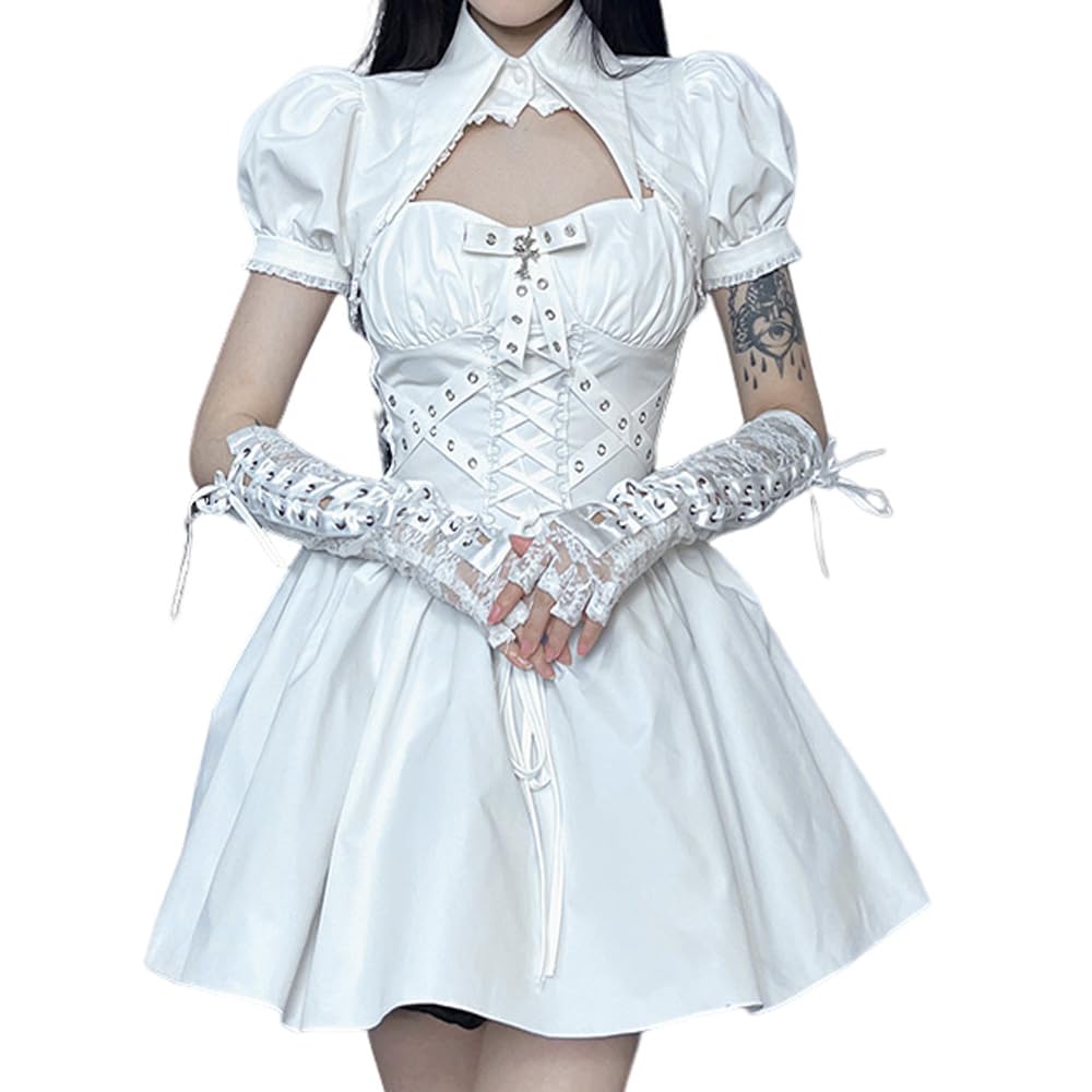 Amazon.co.jp: [FULINE] アイドル衣装 ゴシック 黒 ブラック ホワイト  