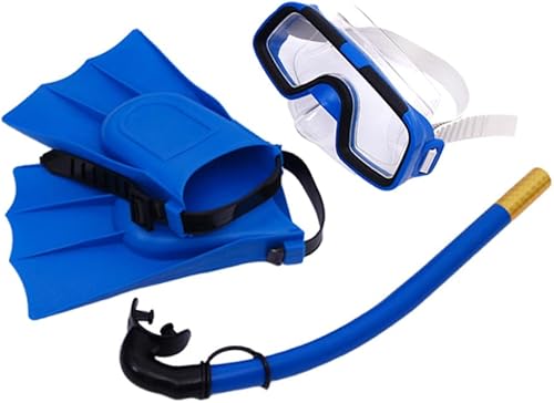 Snorkeling Mask Set with Breathable Diving Snorkel and Non-Slip Flippers Shoe for Swimming Diving Snorkeling Sports Flexible Fins