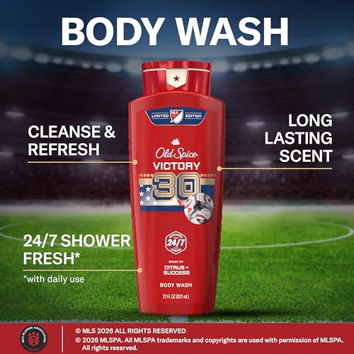 Image of Old Spice Body Wash for Men, MLS Victory, Long Lasting Scent, Freshness that Lasts All Day, Cleanse & Refresh Skin, Limited Edition, Citrus + Success Scent, 21 oz