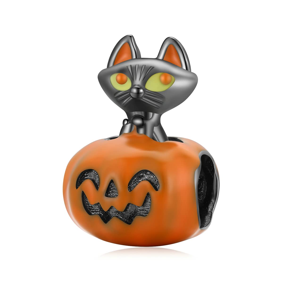 Charms z koralików ze srebra próby 925 Halloweenowa dynia Halloweenowa czaszka Kompatybilna z bransoletką z zawieszkami