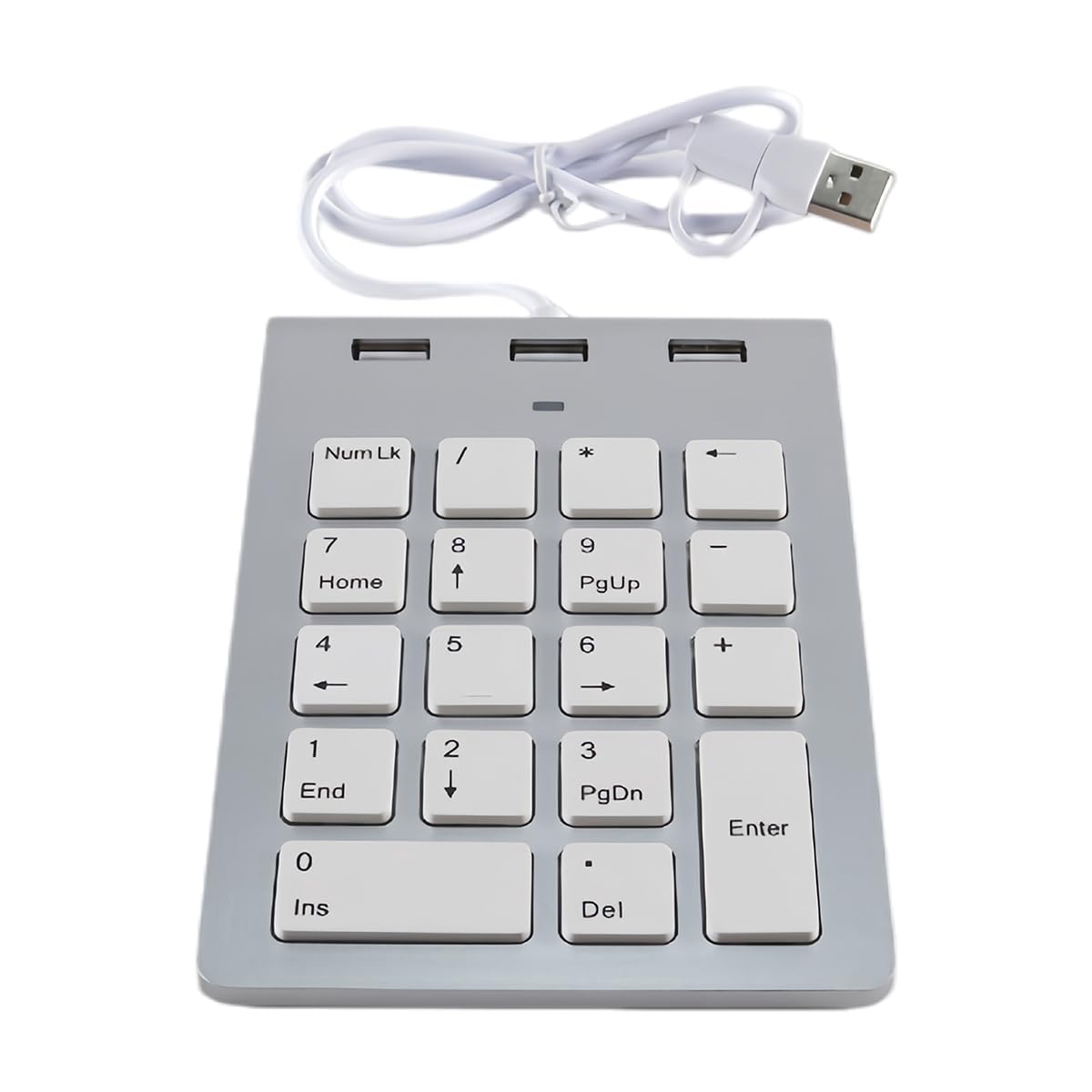 Przewodowa klawiatura numeryczna, 18 klawiszy z blokiem numerycznym i 3 portami USB 2.0, przenośna i funkcyjna do laptopów, komputerów stacjonarnych, tabletów, Plug & Play