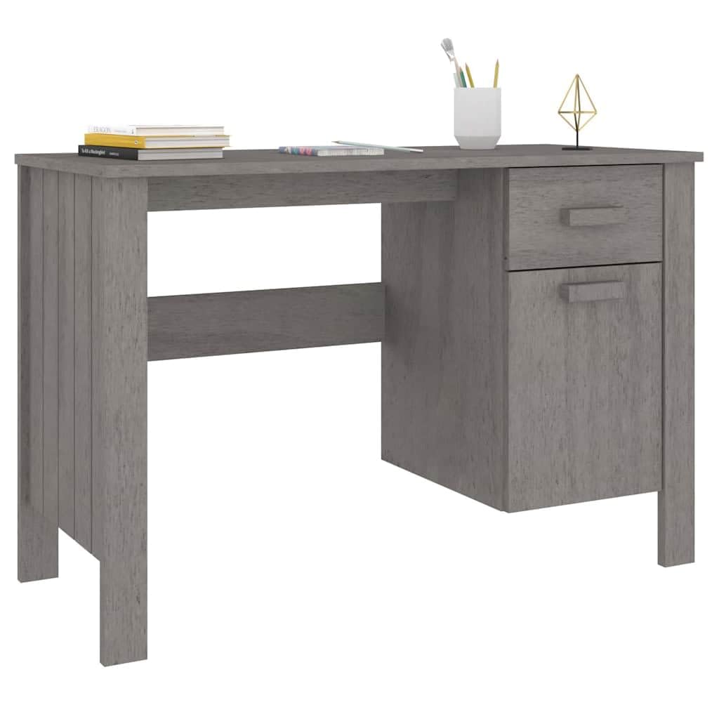 Scrivania HAMAR 113x50x75 cm Legno di pino Massiccio Grigio Chiaro