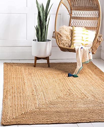 Alfombra trenzada de yute tejida a mano para sala de estar natural, alfombra de piso rectangular pequeño, 90 x 150 cm (3 x 5 pies) Cover