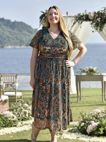 Image of TIYOMI Plus Size Velvet Dress for Women Formal Cocktail Satin Dresses for Wedding Guest XL-5XL (14W-28W)