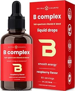 Vitamin B Complex Liquid Drops | B Vitamins Complex Supplement with B1, B2, B3, B6, B7, B9 & Methyl B12 Drops for Adults & Kids | Vegan Berry Flavor 2oz | 60 Servings / 2 Month Supply