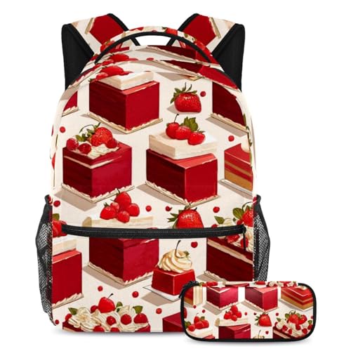 Sac d'école idéal pour étudiants en déplacement avec sa trousse motif dessert branché